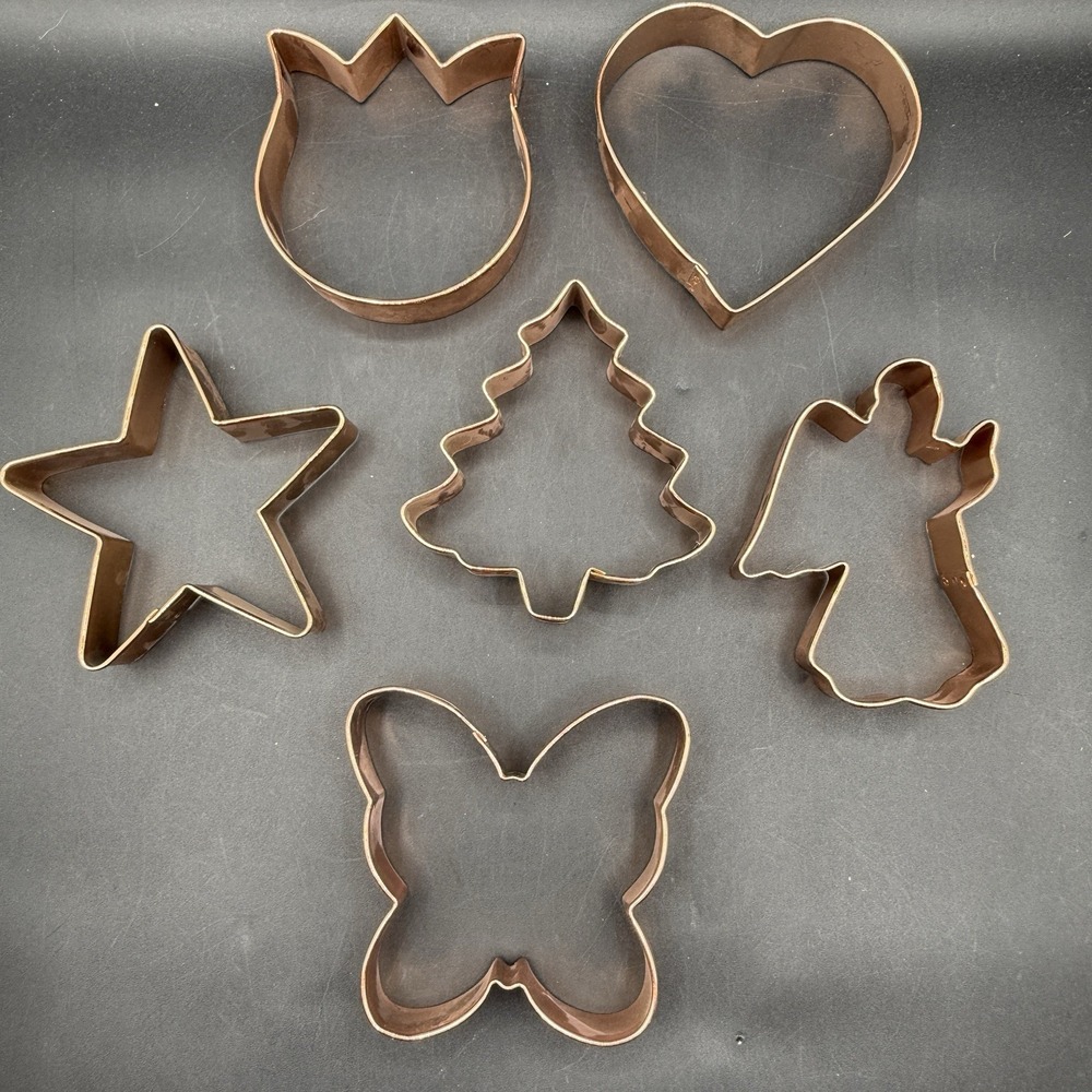 6 Wilton Copper Plated Christmas Fall Cookie Cutters  Angel Tree Gingerbread mix